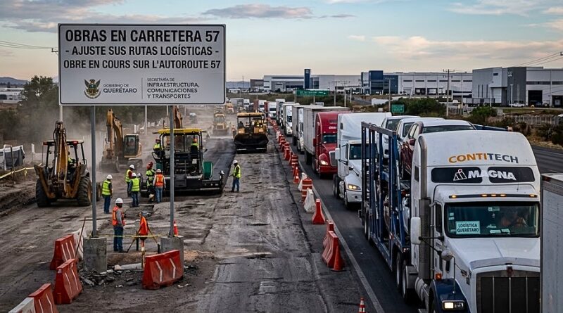 Los trabajos, retrasos y bloqueos en la vía federal presionan al sector automotriz queretano, que ajusta rutas, tiempos y costos de traslado. y costos.