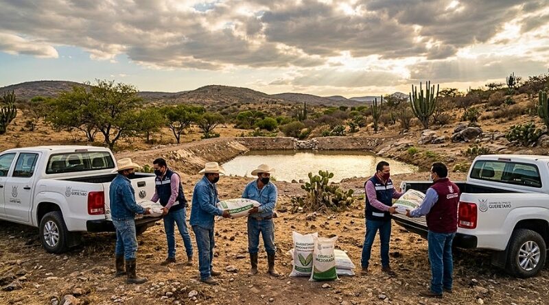 Autoridades locales impulsan apoyos de semilla y obras de infraestructura hídrica para mitigar el impacto de las lluvias en zonas vulnerables del semidesierto queretano.
